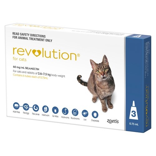 Revolution for Cats 2.6-7.5 kgs - 3 Pack - Blue