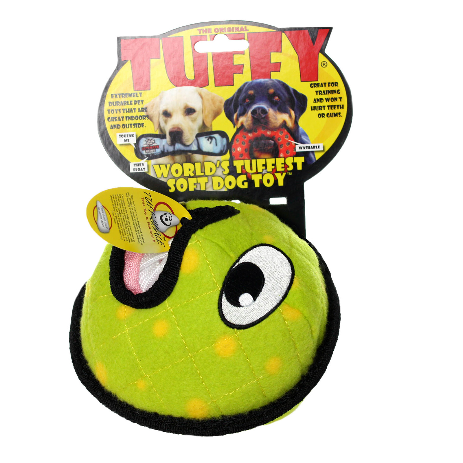 Tuffy Alien Ball Soft Tough Dog & Puppy Toy Green