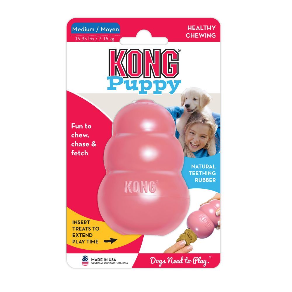 KONG Puppy Toy Medium (for puppies 7kg to 16kg) (Blue or Pink)