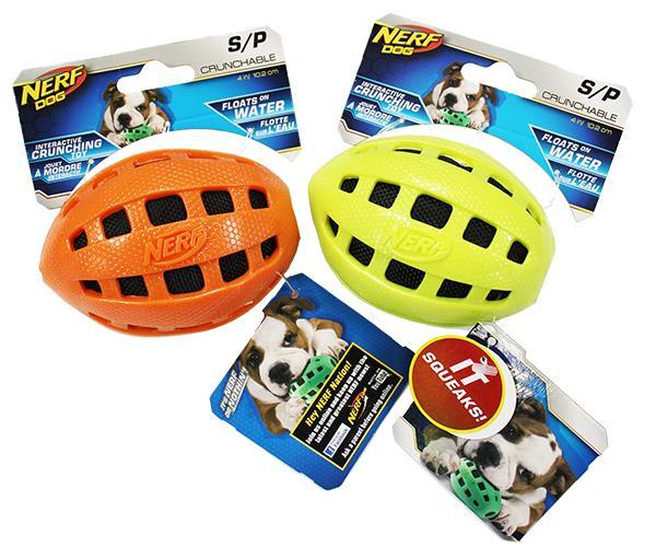 NERF Dog Toy Crunchable Football Small (10.2cm)