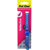 Pet One Nylon Reflective Snow Cat Collar - 15-22.5cm x 10mm - Blue