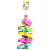 Avi One Bird Toy Paper Rings With Wooden Beads - 43cm