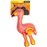 Pet One Interactive Squeaky Flamingo Dog Toy - 28cm - Pink