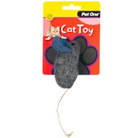 Pet One Grey & Blue Mouse Cat Toy - 14.5cm