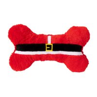 FuzzYard Furry Santa Bone Dog Toy - Red (30cm)