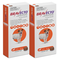 Bravecto for Small Dogs 4.5-10 kg - Orange - 2 TABLETS (6 months)