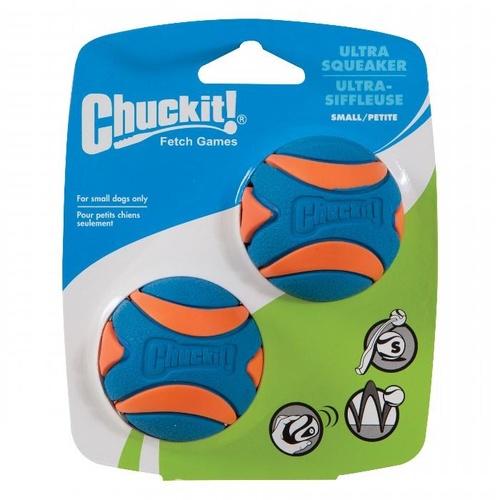 ChuckIt Ultra Squeaker Dog Ball - Small (5cm) - 2 Pack