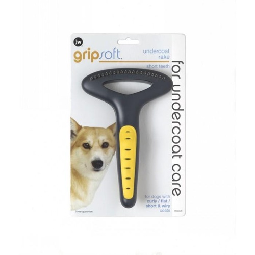 JW Grip Soft Dog Undercoat Rake - Short Teeth