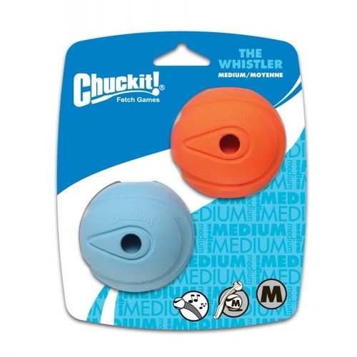 ChuckIt Whistler Dog Ball - Medium (6cm) - 2 Pack