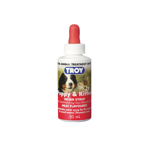Puppy & Kitten Meat Flavoured Worm Syrup Troy - 50ml