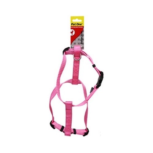Pet One Reflective Adjustable Nylon Dog Harness - 15-22.5cm x 10mm - Pink