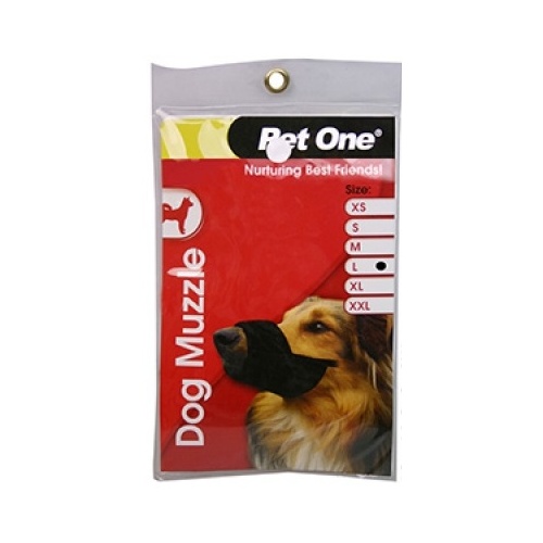 Pet One Dog Nylon Non-Adjustable Muzzle - Large - Black