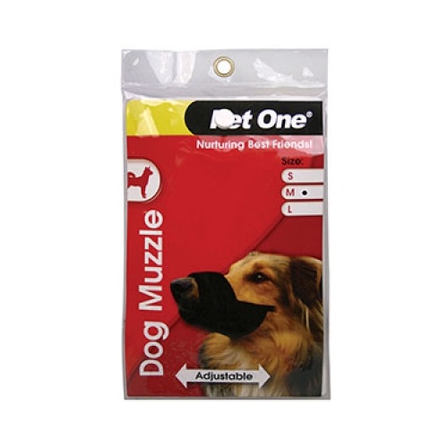 Pet One Nylon Adjustable Dog Muzzle - Medium - Black