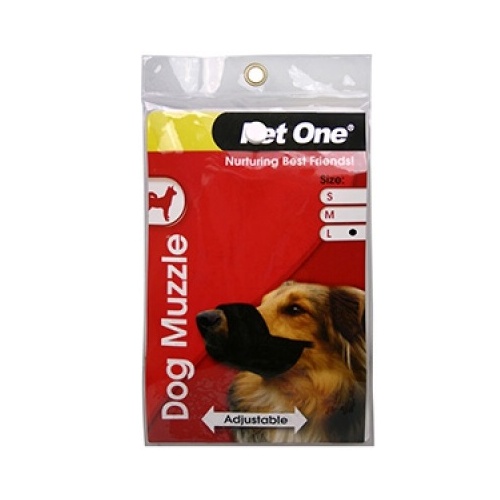 Pet One Nylon Adjustable Dog Muzzle - Large - Black