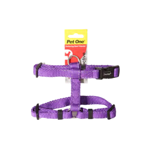 Pet One Reflective Adjustable Nylon Dog Harness - 23-35cm x 15mm - Purple