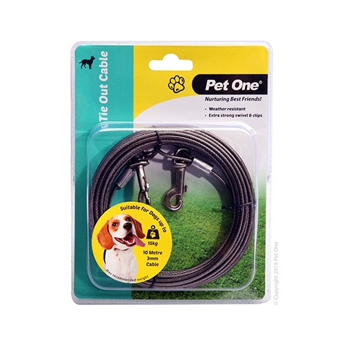 Pet One Tie Out Cable - 10 Meters - Dogs Up To 15kg