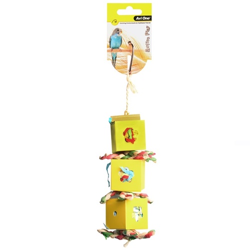 Avi One Bird Toy Boxes With Paper With Wooden Beads - 37cm