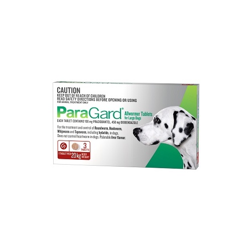 ParaGard Allwormer for Dogs 20kg Bodyweight - 3 Tablets