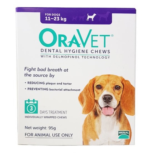 OraVet Denal Hygiene Chews for Medium Dogs 11-23 kg (3 Pack)