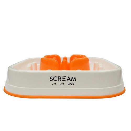 Scream Slow Feed Interactive Dog Bowl - 28x28x7cm - Orange