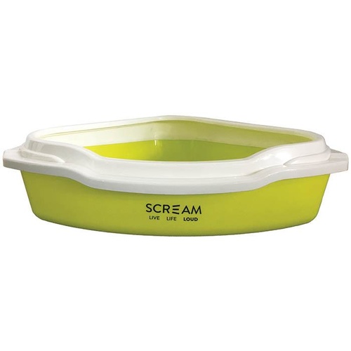 Scream Corner Cat Litter Tray (55x43x17cm) - Green