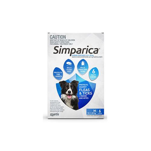 Simparica for Medium Dogs 10.1-20kg - Blue - 6 Pack