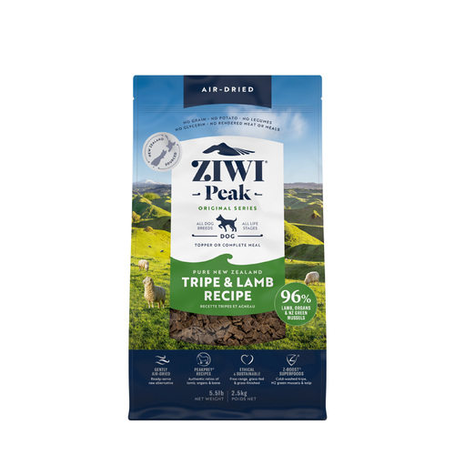 Ziwi Peak Air Dried Dog Food - Tripe & Lamb - 2.5kg