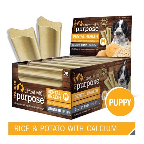 Evolution Dental Dog Treats - Puppy Rice & Potato with Calcium - Three Sticks